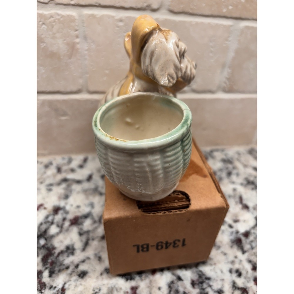 Vtg.  Ceramic Dog Planter Made In Japan Mid Century KitschyPuppy Basket Pot MCM - Picture 2 of 8